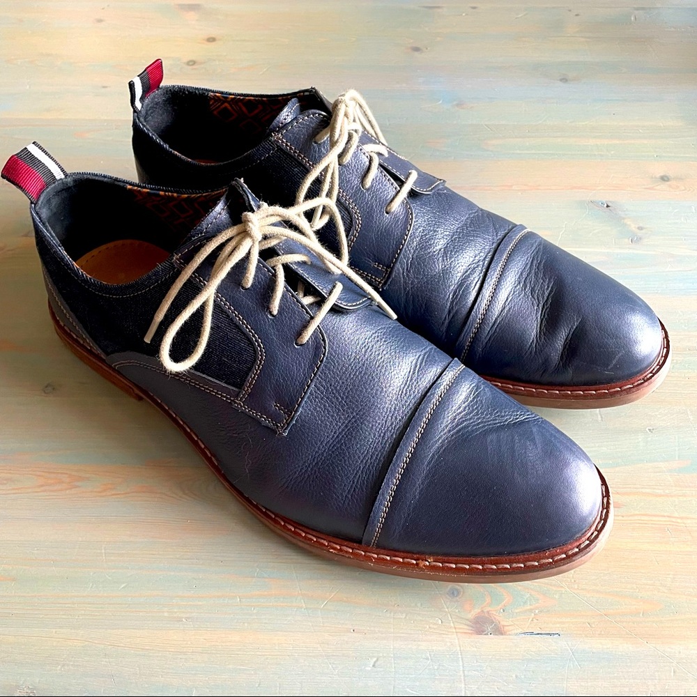 Ben Sherman Cap Toe Oxfords. Royal Blue Leather